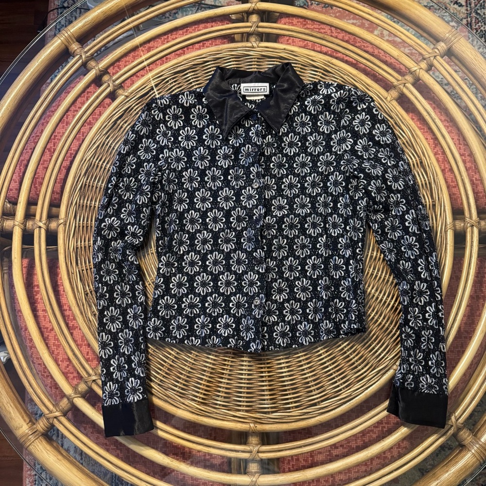 Vintage Black and White Floral Shirt